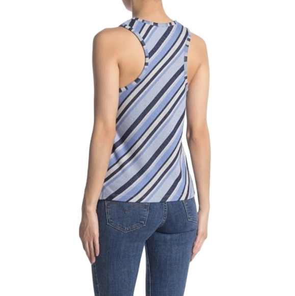 NWT🔖Free People High Neck Blue Striped Tank Top Size M - Picture 7 of 7